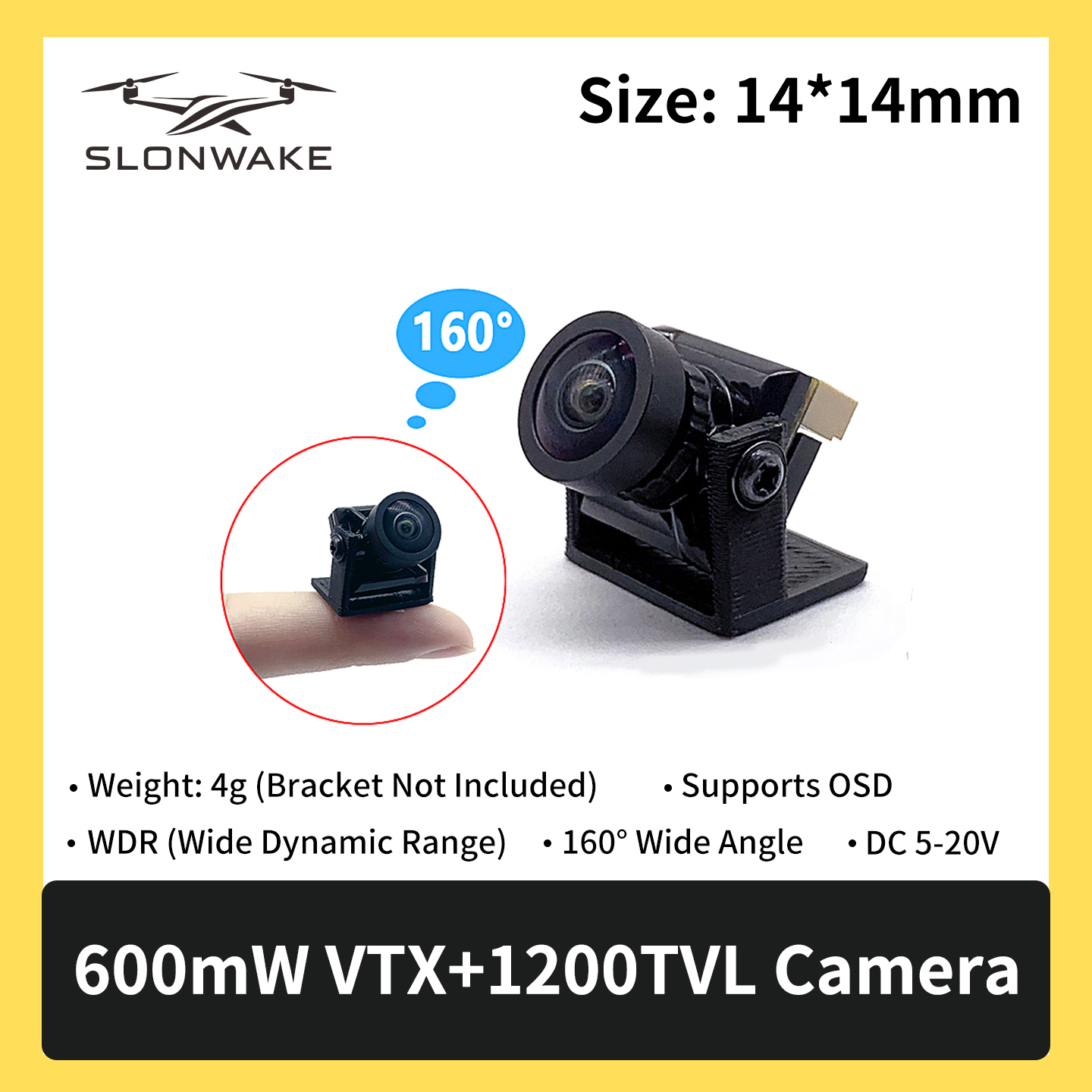 SLONWAKE 5.8G 600mW 7-24V FPV  - Drone Camera Wide Angle reseña y precio