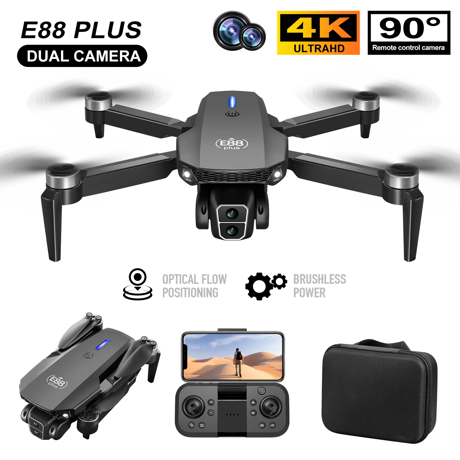 New E88 Plus Quadcopter Drone: - Drone Camera Hd reseña y precio