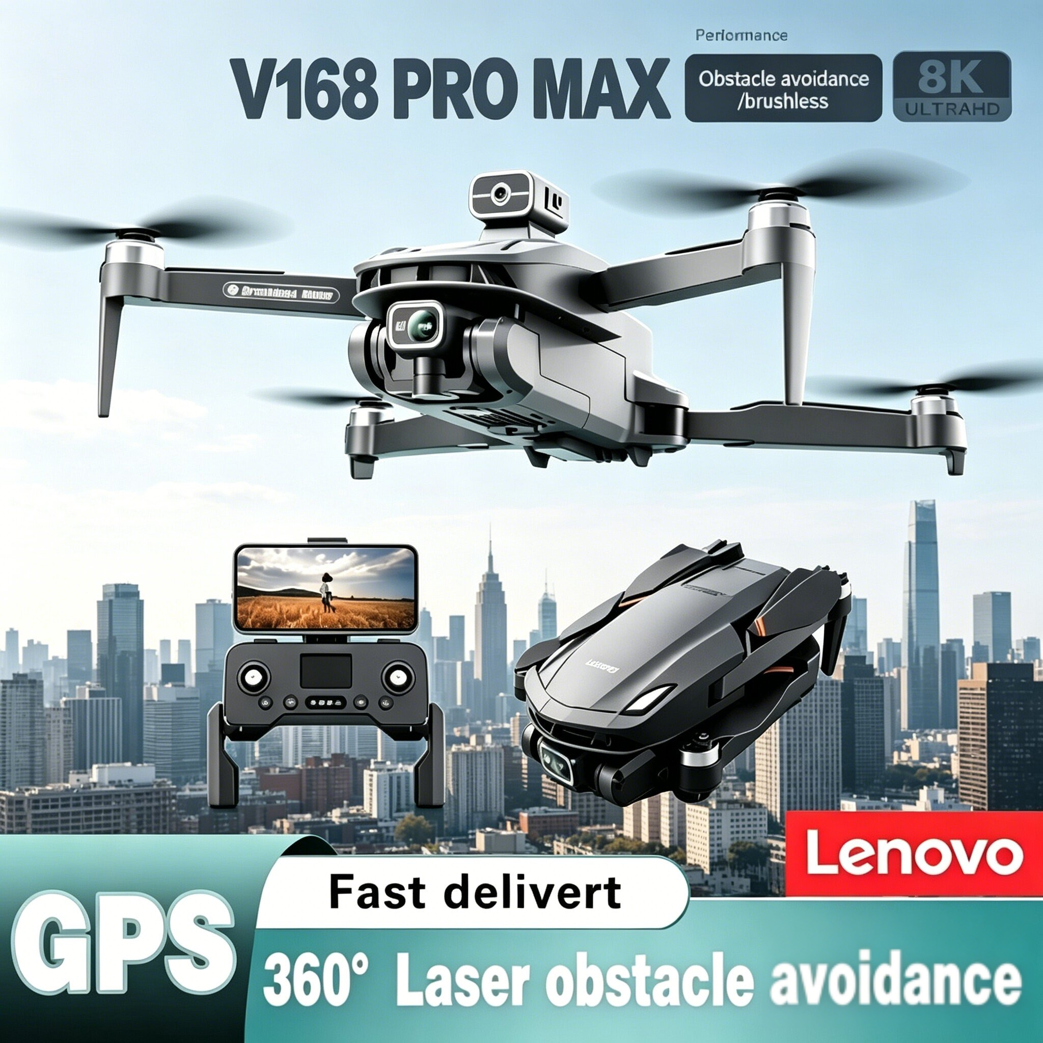 Lenovo V168 Drone 4K Professin - Drone Camera Wide Angle reseña y precio
